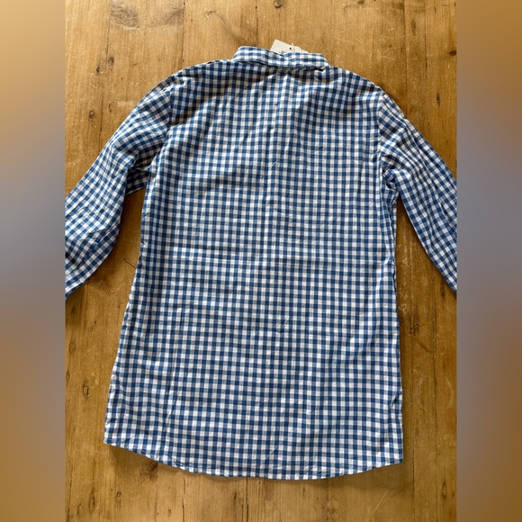 HAODUOYI Blue and White Checkered Button-Down Shirt - Picture 3 of 3